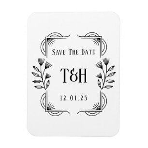 Save the Date Custom Art Deco Botanisches Monogram Magnet