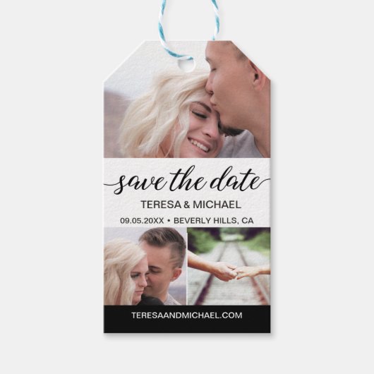 Save the Date Custom Fotos Hochzeitsankündigung Geschenkanhänger (Vorderseite)