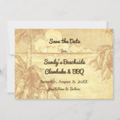 Save the Date Custom Vintag Beach Etching Ankündigung (Rückseite)