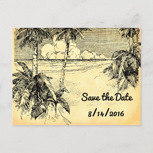 Save the Date Custom Vintag Beach Postcard Ankündigungspostkarte (Vorderseite)
