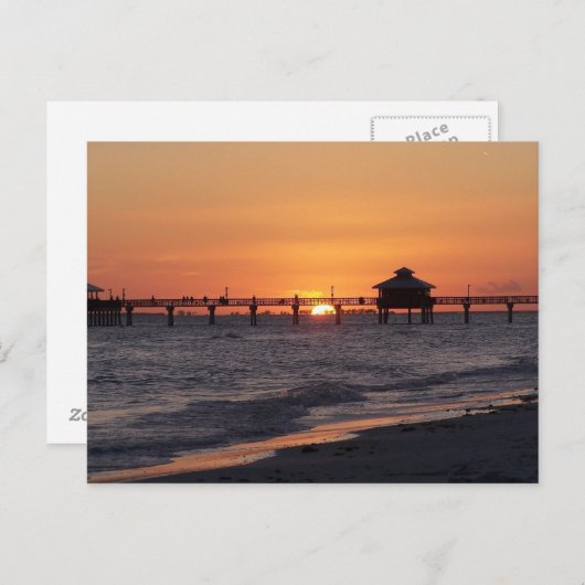 Save the Date\Customizable Sunset Beach Ankündigungspostkarte (Vorne/Hinten)