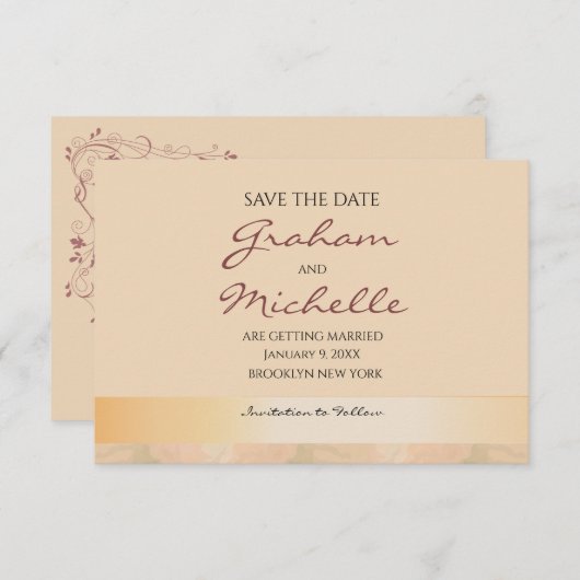Save The Date | Daisies Peaches_Cream Background (Vorne/Hinten)