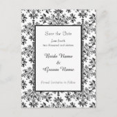 Save the Date Daisy Damask Postcard Ankündigungspostkarte (Vorderseite)