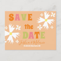Save the Date Daisy Groovy Floral Limon Pink