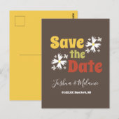 Save the Date Daisy Groovy Floral Postkarte (Vorne/Hinten)