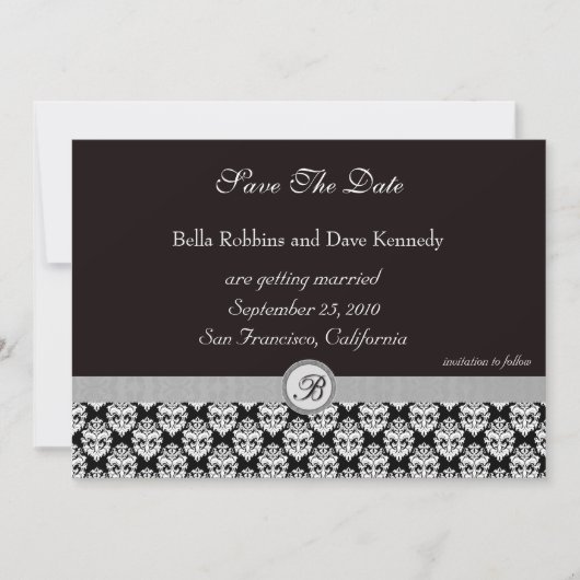 Save the Date - Damask BlackElegance Einladung (Vorderseite)