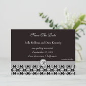 Save the Date - Damask BlackElegance Einladung (Stehend Vorderseite)
