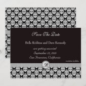 Save the Date - Damask BlackElegance Einladung (Vorne/Hinten)