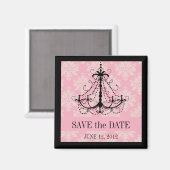 Save the Date Damask Khandelier Wedelmagnete Magnet (Vorderseite/Rückseite)