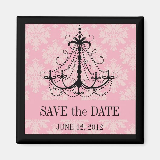 Save the Date Damask Khandelier Wedelmagnete Magnet (Vorne)