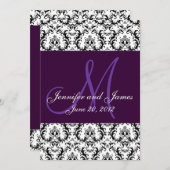 Save the Date Damask Lila Hochzeitkarte (Vorne/Hinten)