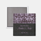 Save the Date Damask Magnet 2b Lila (Vorderseite/Rückseite)