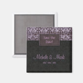Save the Date Damask Magnet Lila (Vorderseite/Rückseite)
