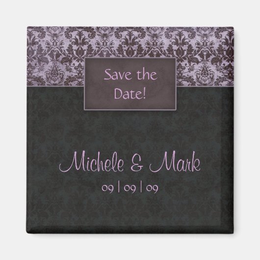 Save the Date Damask Magnet Lila (Vorne)