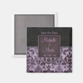 Save the Date Damask Magnet Lila (Vorderseite/Rückseite)