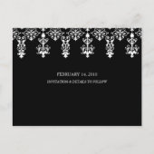 Save the Date Damask Postkarte Schwarz-weiß (Rückseite)
