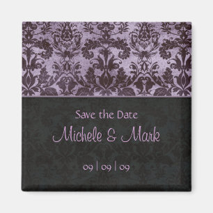 Save the Date Damast-Magnet 2b lila Magnet