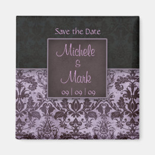 Save the Date Damast-Magnet lila Magnet