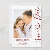 Save the Date Dark Red Stylish Modern Wedding (Vorderseite)