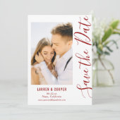Save the Date Dark Red Stylish Modern Wedding (Stehend Vorderseite)