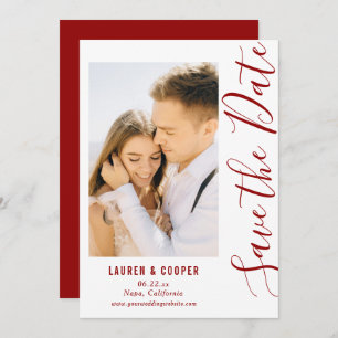 Save the Date Dark Red Stylish Modern Wedding