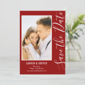 Save the Date Dark Red Stylish Modern Wedding (Stehend Vorderseite)