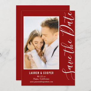 Save the Date Dark Red Stylish Modern Wedding