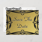Save the Date dekorative Gold- und Black-Postkarte Ankündigungspostkarte (Vorne/Hinten)