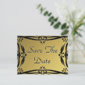 Save the Date dekorative Gold- und Black-Postkarte Ankündigungspostkarte (Stehend Vorderseite)