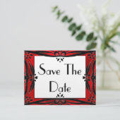 Save the Date dekorative Rot- und Schwarz-Postkart Ankündigungspostkarte (Stehend Vorderseite)