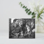 Save the Date der Verlobung für Schwarz-weißes Fot Postkarte (Stehend Vorderseite)