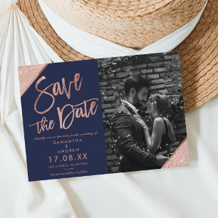 Save the Date des Fotos für das Glitzer von Navy-R Postkarte