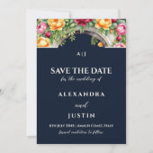 Save the Date des Fotos "Navy Cream Floral Arch" Einladung (Vorderseite)
