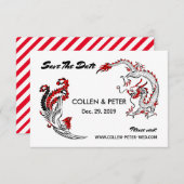 Save the Date des modernen asiatischen Dragon-Phoe (Vorne/Hinten)