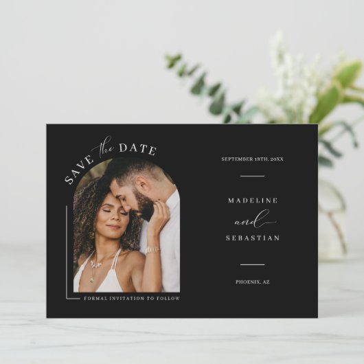 Save the Date des QR-Codes für einfaches Minimalis Einladung (Stehend Vorderseite)