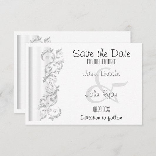 Save the Date Design für Weißblumen (Vorne/Hinten)