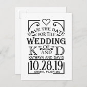 Save the Date Design mit kreativen Schriften. Ankündigungspostkarte (Vorne/Hinten)