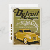 Save The Date | Detroit, MI Ankündigungspostkarte (Vorne/Hinten)