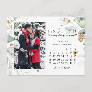 Save the Date Dezember 2022 Botanisches Elegantes Postkarte