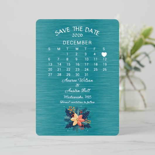 Save the Date Dezember 2026 Hochzeit Folieneinladung (Stehend vorne)