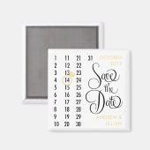 Save the Date Diamond Calendar Grid (Champagner) Magnet (Vorderseite/Rückseite)