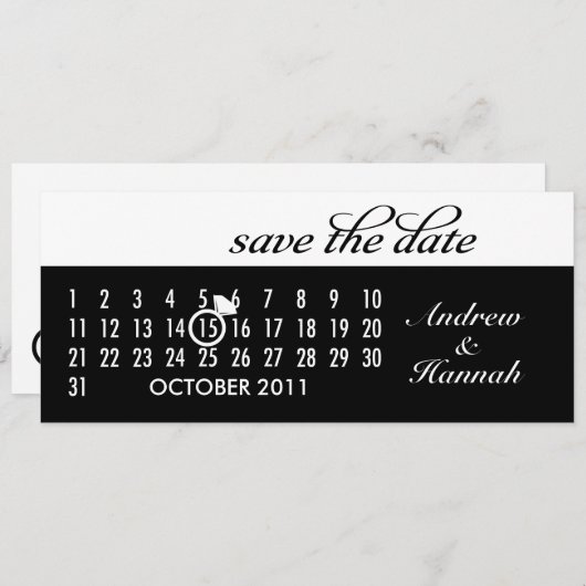 Save the Date Diamond Calendar Grid (schwarz) (Vorne/Hinten)