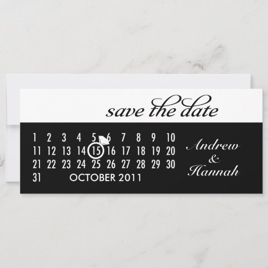 Save the Date Diamond Calendar Grid (schwarz) (Vorderseite)