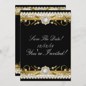 Save the Date Diamond Gold Black Jedes Anlasses (Vorne/Hinten)