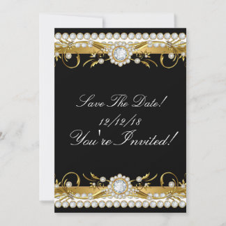 Save the Date Diamond Gold Black Jedes Anlasses