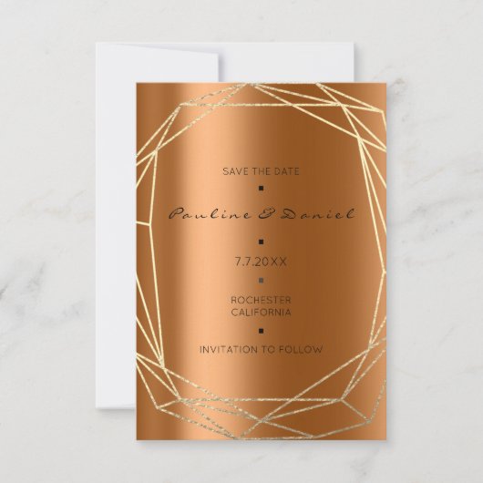 Save the Date Diamond Gold Coral Black Monogram (Vorderseite)
