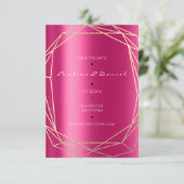 Save the Date Diamond Gold Fuchsia Black Monogram (Stehend Vorderseite)