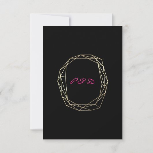 Save the Date Diamond Gold Fuchsia Black Monogram (Rückseite)
