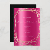 Save the Date Diamond Gold Fuchsia Black Monogram (Vorne/Hinten)
