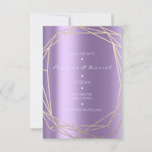 Save the Date Diamond Gold Lila Black Monogram